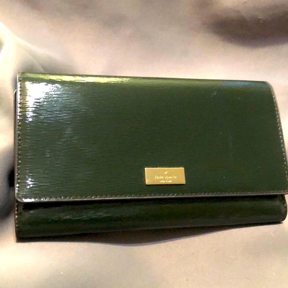 kate spade green patent leather wallet